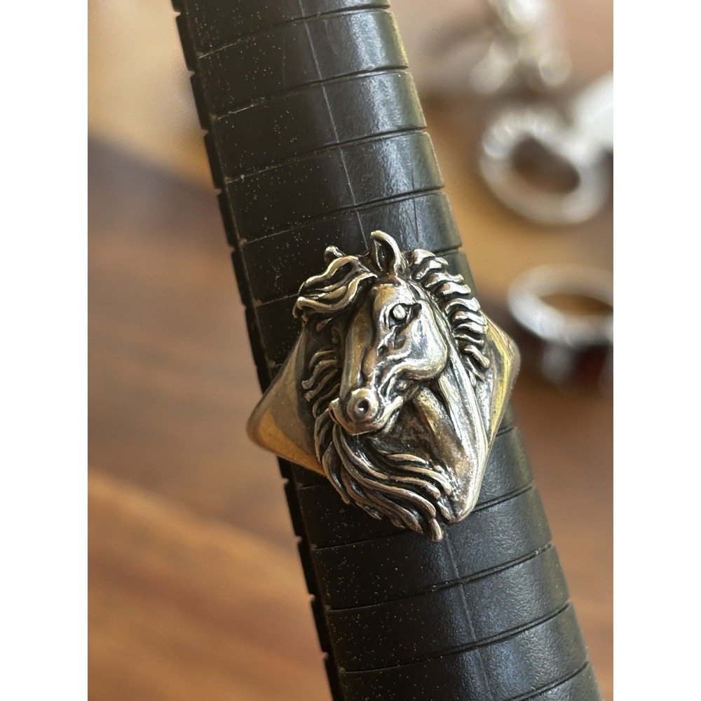 Vintage Silver Cloud Inc 925 Sterling Silver Dimensional Horse Head Ring SZ 8.5 - Picture 8 of 12